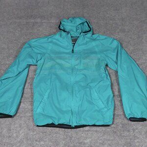 VTG Oakley Y2K Style Neon Teal Hooded Windbreaker Jacket Full Zip Mens Medium